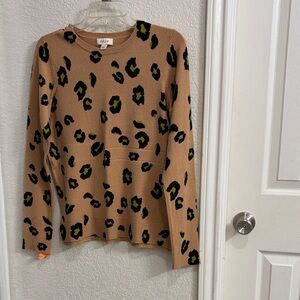 LOFT Tan Leopard Print Sweater Like New